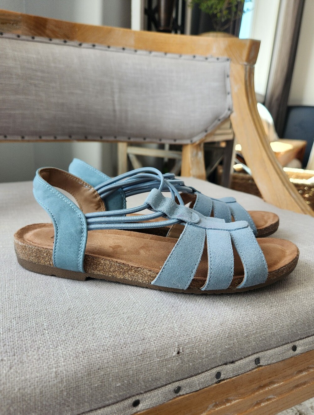 Earth Origins Blue Sandals 8 Comfortable Strappy Design "Laney" Morrocan Blue